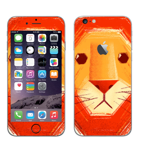Наклейка на Телефон Apple iPhone 6 plus с яблоком Грустный лев,  купить в Москве – интернет-магазин Allskins, милые животные, детские, животные, любовь, желтый, лето, оранжевый, печаль, король, грустные, печальный