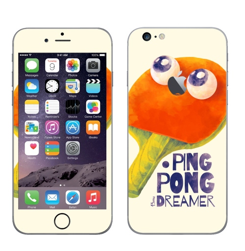 Наклейка на Телефон Apple iPhone 6 plus с яблоком Пинг-понг дример,  купить в Москве – интернет-магазин Allskins, пинг-понг, гики, теннис, настольный теннис, мечта, футбол, ракетка
