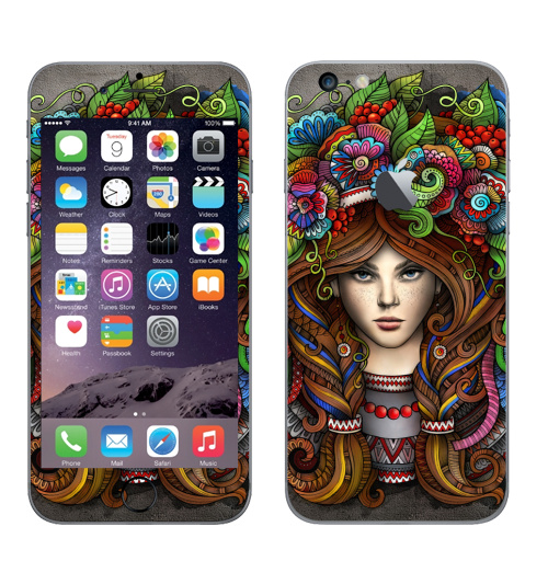 Наклейка на Телефон Apple iPhone 6 plus с яблоком Я украинка,  купить в Москве – интернет-магазин Allskins, мода, волосы, девушка, украина, портреты, цветы, лицо, этно