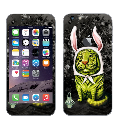 Наклейка на Телефон Apple iPhone 6 plus с яблоком Заинька,  купить в Москве – интернет-магазин Allskins, утренник, новый год, заяц, тигры, крутые животные