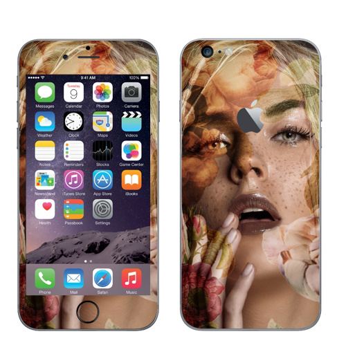 Наклейка на Телефон Apple iPhone 6 plus с яблоком Осенняя девушка,  купить в Москве – интернет-магазин Allskins, осень, девушка, фотография