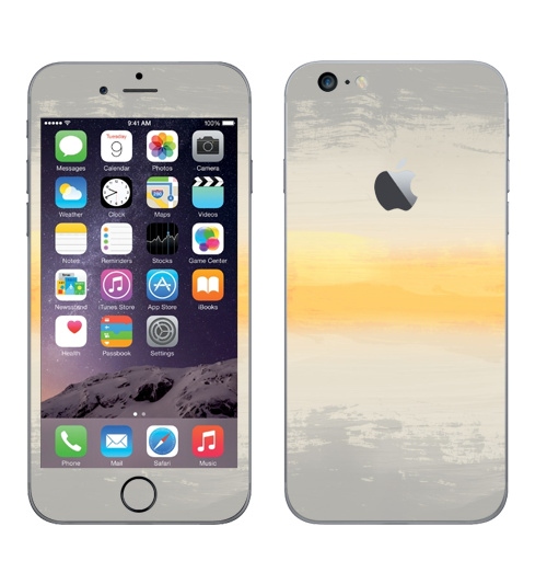 Наклейка на Телефон Apple iPhone 6 plus с яблоком Лучик света,  купить в Москве – интернет-магазин Allskins, серый, желтый, узор, текстура, паттерн