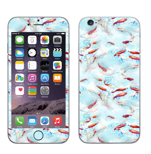 Наклейка на Телефон Apple iPhone 7 Загадываем желания...,  купить в Москве – интернет-магазин Allskins, рыба, паттерн, акварель, голубой, настроение, красота, узор, цвет