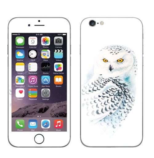 Наклейка на Телефон Apple iPhone 7 Сова полярная белая,  купить в Москве – интернет-магазин Allskins, сова, снег, зима, белый