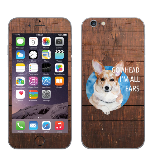 Наклейка на Телефон Apple iPhone 7 Ушастый Корги,  купить в Москве – интернет-магазин Allskins, надписи на английском, собаки, корги, акварель, надписи, животные, яркий, цвет