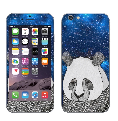 Наклейка на Телефон Apple iPhone 7 НОЧЬ. ПАНДА,  купить в Москве – интернет-магазин Allskins, звезда, ночь, животные, панда