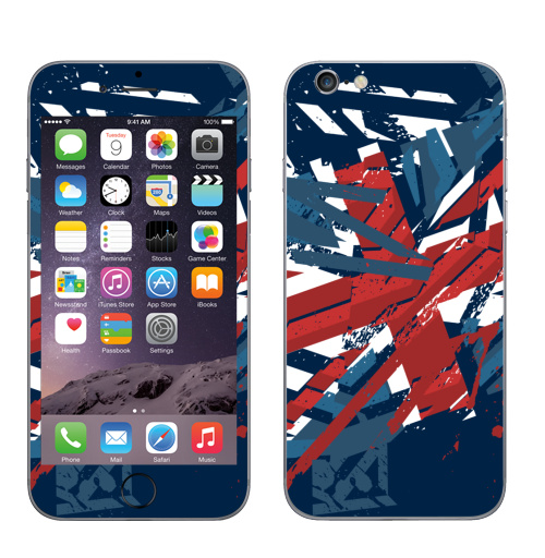 Наклейка на Телефон Apple iPhone 7 Британский флаг, таки порвал,  купить в Москве – интернет-магазин Allskins, британский, флаг, гранж, синий, красный, белый, голубой, алый, Англия