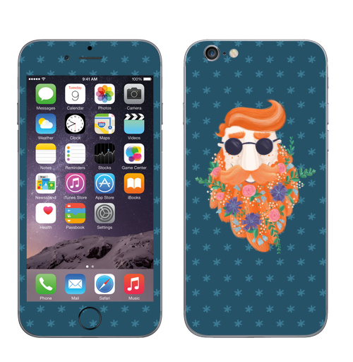 Наклейка на Телефон Apple iPhone 7 Цветущий бородач,  купить в Москве – интернет-магазин Allskins, борода, мужские, парень, рыжии, рыжая, цветы, весна, красота