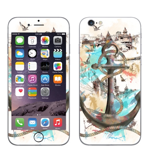 Наклейка на Телефон Apple iPhone 7 Морской волк,  купить в Москве – интернет-магазин Allskins, отдых, птицы, пейзаж, морская, якорь