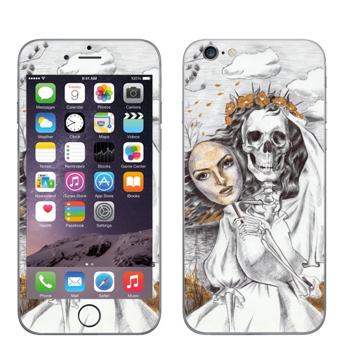 Наклейка на Телефон Apple iPhone 7 Последняя невеста,  купить в Москве – интернет-магазин Allskins, смерть, скелет, череп, невеста, маска, графика