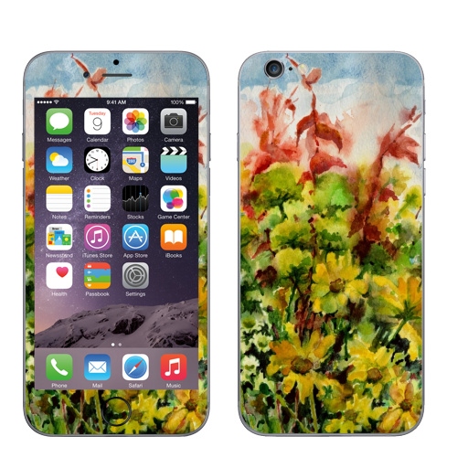 Наклейка на Телефон Apple iPhone 7 Цветы и солнце,  купить в Москве – интернет-магазин Allskins, позитив, любовь, желтые, цветы, лето