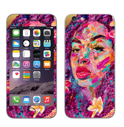 Наклейка на Телефон Apple iPhone 7 Пурпурная Плюмерия,  купить в Москве – интернет-магазин Allskins, девушка, цветы, нежно, красота, плакат, образ, глаз, Париж, плюмерия