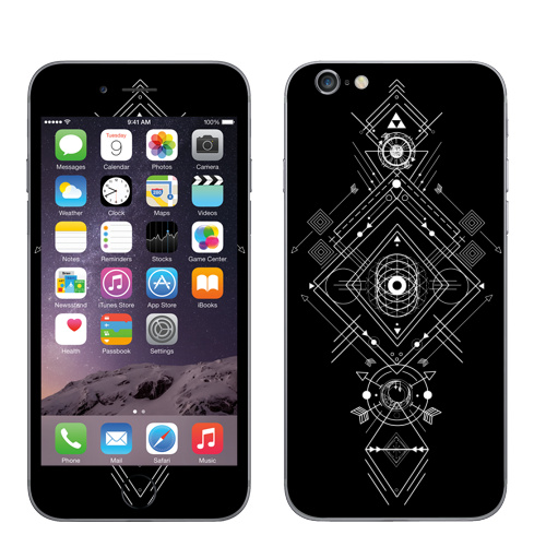 Наклейка на Телефон Apple iPhone 7 Мистическая геометрия,  купить в Москве – интернет-магазин Allskins, монохром, мистический, геометрический, геометрия, фигуры