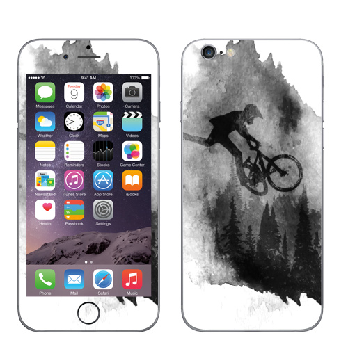 Наклейка на Телефон Apple iPhone 7 Чернильный Райдер,  купить в Москве – интернет-магазин Allskins, горный велосипед, велосипед, мтб, ездить, горы, езда на велосипеде, байкер, bmx, лес, спорт, фрирайд, поездка, занятие спортом, минимализм