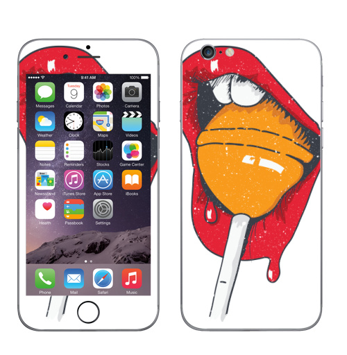Наклейка на Телефон Apple iPhone 7 Чупа,  купить в Москве – интернет-магазин Allskins, стритарт, чупачупс, иллюстрацияпринт, конфеты, лицо, соблазнение, красный, рисунки, сладости, дерзкий, панк, стрит, скейтерская
