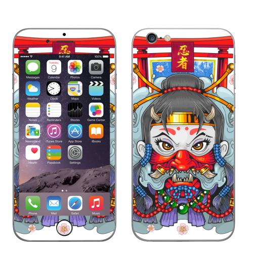 Наклейка на Телефон Apple iPhone 7 Девушка ниндзя,  купить в Москве – интернет-магазин Allskins, мистика, ниндзя, ассасин, они, демоны, азия, shinobi, Япония, манга, девушка, мифология