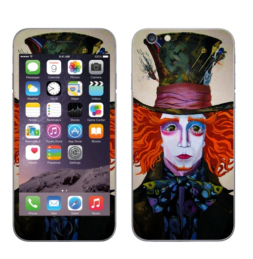 Наклейка на Телефон Apple iPhone 7 Безумный,  купить в Москве – интернет-магазин Allskins, кино, Алиса в стране чудес, шляпа, сумашествие