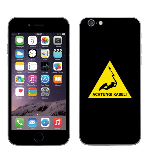 Наклейка на Телефон Apple iPhone 7 Achtung! Kabel!,  купить в Москве – интернет-магазин Allskins, надписи, спорт, логотип, внимание, вейкбординг, кабель, кайт