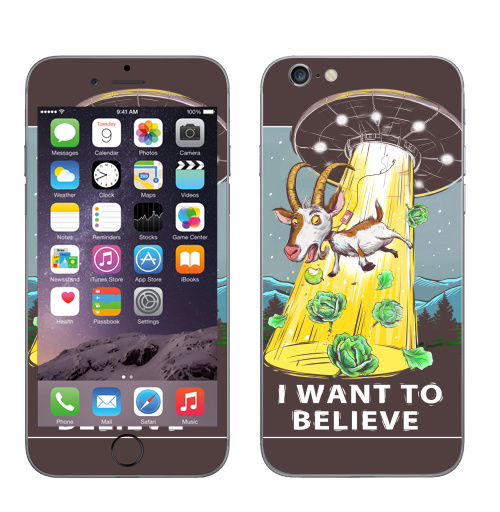 Наклейка на Телефон Apple iPhone 7 I want to believe,  купить в Москве – интернет-магазин Allskins, надписи, космос, иностранцы, овцы, гики, надписи на английском, 300 Лучших работ