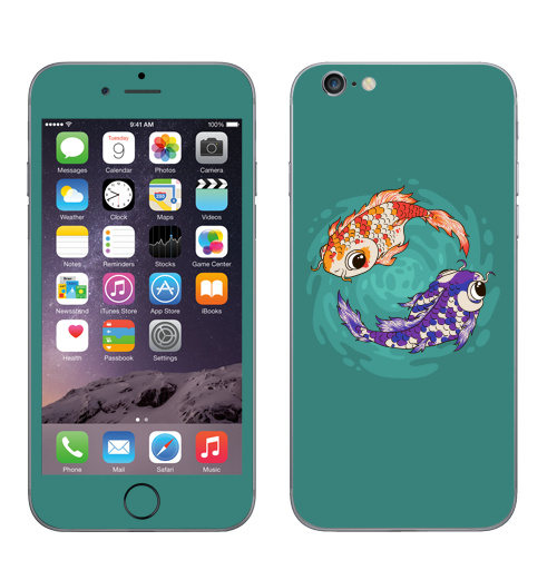 Наклейка на Телефон Apple iPhone 7 Кои,  купить в Москве – интернет-магазин Allskins, цвет, рыба, вода, яркий, водоем, пруд, кои, плавники