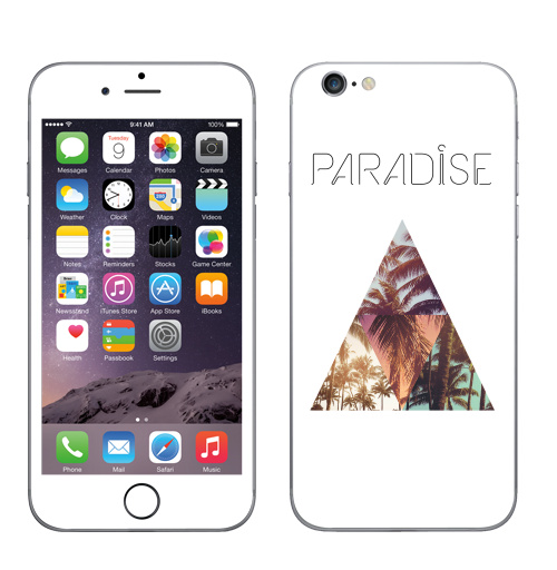 Наклейка на Телефон Apple iPhone 7 Paradise,  купить в Москве – интернет-магазин Allskins, треугольник, абстракция, природа, рай, хипстер, пальмы, текстура
