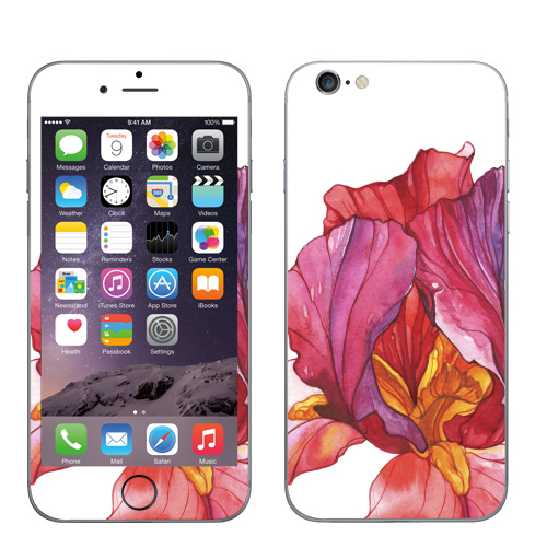 Наклейка на Телефон Apple iPhone 7 Камилла,  купить в Москве – интернет-магазин Allskins, цветы, красный, акварель