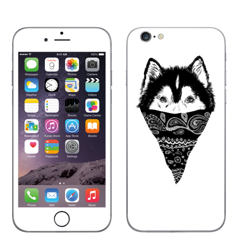 Наклейка на Телефон Apple iPhone 7 Пёс,  купить в Москве – интернет-магазин Allskins, крутые животные, собаки, персонажи, мафия, графика, белый, черный, животные, милые животные