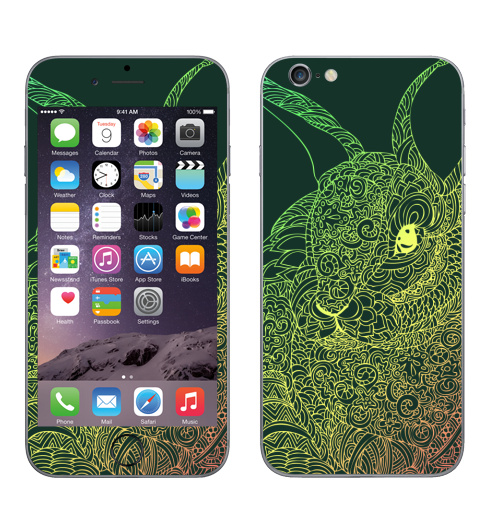 Наклейка на Телефон Apple iPhone 8 • Кролик •,  купить в Москве – интернет-магазин Allskins, заяц, животные, зверушки, любовь, графика, цвет, узор, паттерн