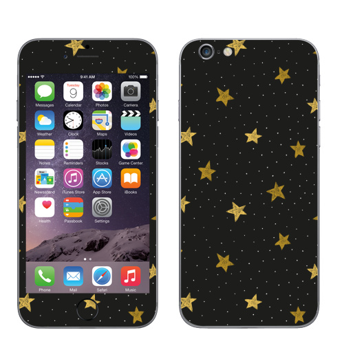 Наклейка на Телефон Apple iPhone 8 Звездная пыль,  купить в Москве – интернет-магазин Allskins, полностьючерный, ЗОЛОТОЙ, астрология, небо, точки, паттерн, звезда