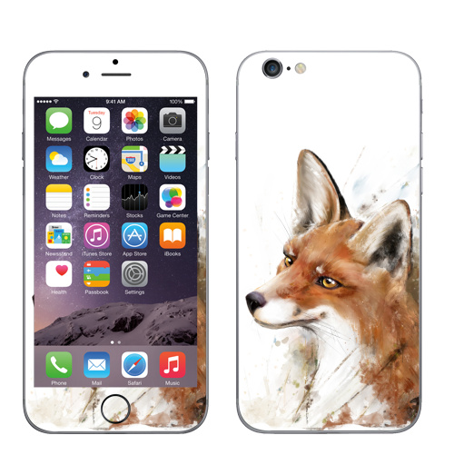 Наклейка на Телефон Apple iPhone 8 Рыжая лиса,  купить в Москве – интернет-магазин Allskins, лиса, природа, оранжевый, акварель, животные