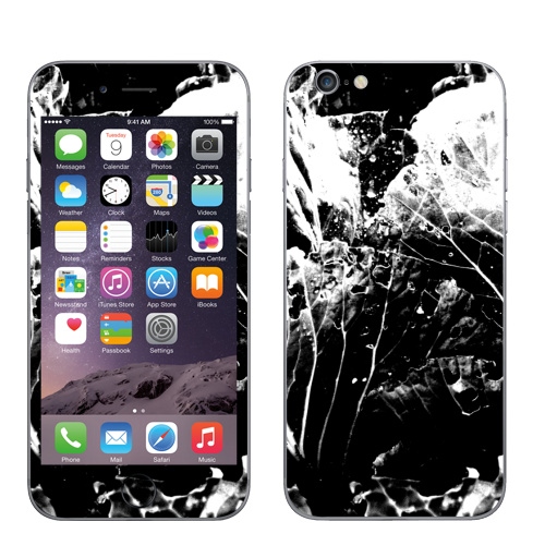 Наклейка на Телефон Apple iPhone 8 Растительное,  купить в Москве – интернет-магазин Allskins, черно-белое, лесной, природа, листья, Темная, черный, графика, растительный, растение