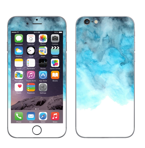 Наклейка на Телефон Apple iPhone 8 Акварельная синяя дымка,  купить в Москве – интернет-магазин Allskins, абстракция, белый, синий, размытие, дымок, акварель