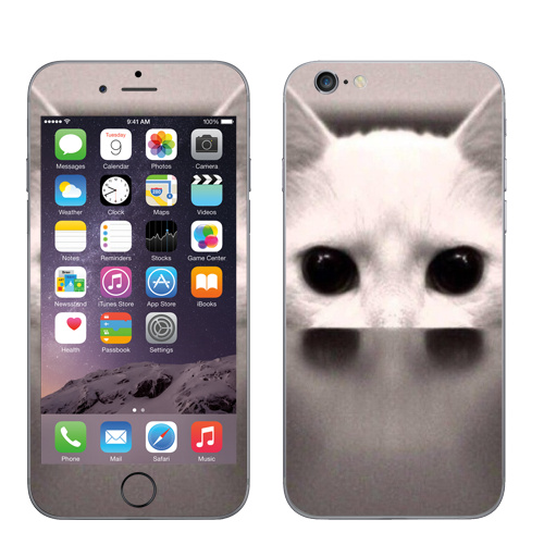 Наклейка на Телефон Apple iPhone 8 Сквозь...,  купить в Москве – интернет-магазин Allskins, черно-белый, киса, кошка, глаз, фотография