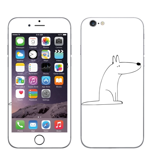 Наклейка на Телефон Apple iPhone 8 Собака сидит,  купить в Москве – интернет-магазин Allskins, собакаулыбака, собаки, волк, линейное, графика, белаясобака, животное, Смотрящий, природа, лаконичное, персонажи, детские, мужские, ветеринар
