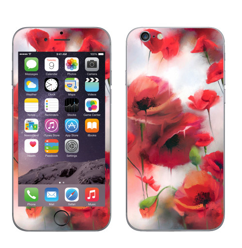 Наклейка на Телефон Apple iPhone 8 Маки маки,  купить в Москве – интернет-магазин Allskins, мак, цветы, рисунки, живопись, бутоны, акварель, лес, краски, брызги, графика, мода, дизайнер, природа, красный, интерьер, яркий, пятна