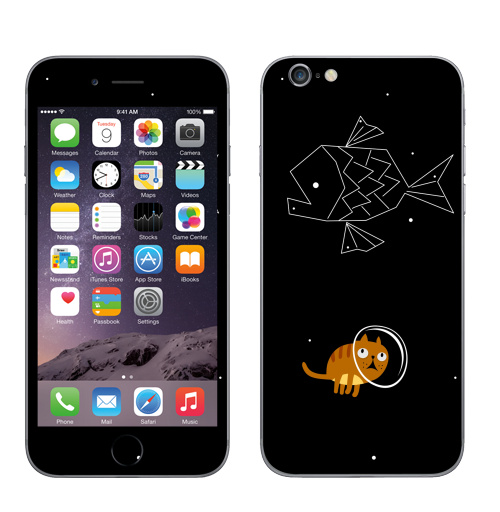 Наклейка на Телефон Apple iPhone 8 Звездный кот,  купить в Москве – интернет-магазин Allskins, дайвинг, звёзды и войны, зодиак, полёт, кошка, космос, рыба, космокот