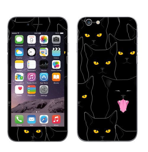 Наклейка на Телефон Apple iPhone 8 Котики detected,  купить в Москве – интернет-магазин Allskins, кошка, глаз, графика, улыбка, животные, 300 Лучших работ