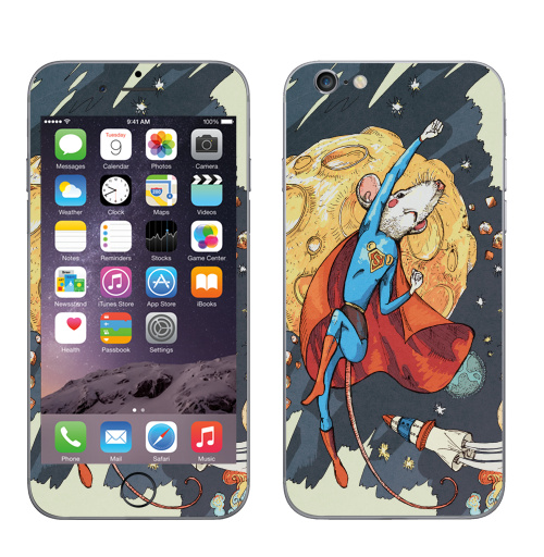Наклейка на Телефон Apple iPhone 8 СуперМышь,  купить в Москве – интернет-магазин Allskins, летучая мышь, супермен, комиксы, космос, животные, мышь