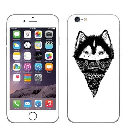 Наклейка на Телефон Apple iPhone 8 Пёс,  купить в Москве – интернет-магазин Allskins, крутые животные, собаки, персонажи, мафия, графика, белый, черный, животные, милые животные