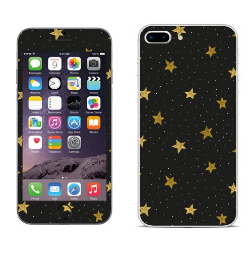 Наклейка на Телефон Apple iPhone 8 plus Звездная пыль,  купить в Москве – интернет-магазин Allskins, полностьючерный, ЗОЛОТОЙ, астрология, небо, точки, паттерн, звезда