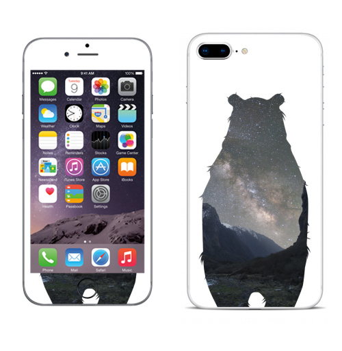 Наклейка на Телефон Apple iPhone 8 plus Космический медведь,  купить в Москве – интернет-магазин Allskins, крутые животные, нежно, космос, мило, медведь, детские, пейзаж, настроение, милые животные
