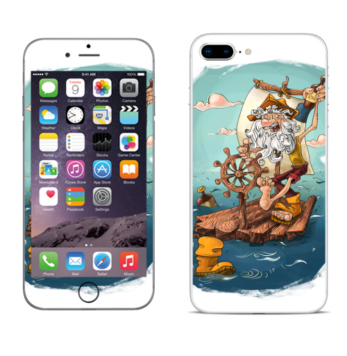 Наклейка на Телефон Apple iPhone 8 plus Главное - плыть вперед!,  купить в Москве – интернет-магазин Allskins, пират, морская, плот, оптимизм, персонажи, борода