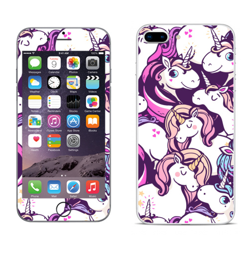 Наклейка на Телефон Apple iPhone 8 plus Единорогов много не бывает,  купить в Москве – интернет-магазин Allskins, мило, голубой, фиолетовый, розовый, лошадь, сказки, магия, единорог
