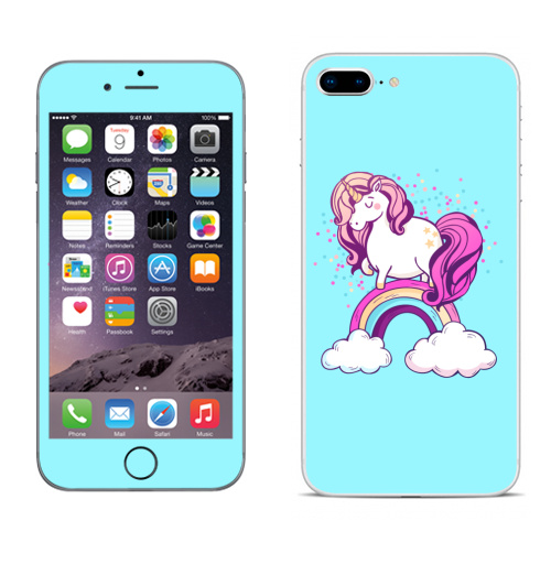 Наклейка на Телефон Apple iPhone 8 plus Единорог на радуге ,  купить в Москве – интернет-магазин Allskins, милые животные, единорог, радуга, конфетти, салют, магия, мило, лошадь, животные, детские