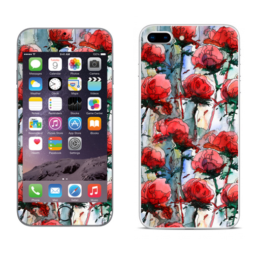 Наклейка на Телефон Apple iPhone 8 plus Розы,  купить в Москве – интернет-магазин Allskins, графика, иллюстрации, композиция, цветы, фантазия, счастье