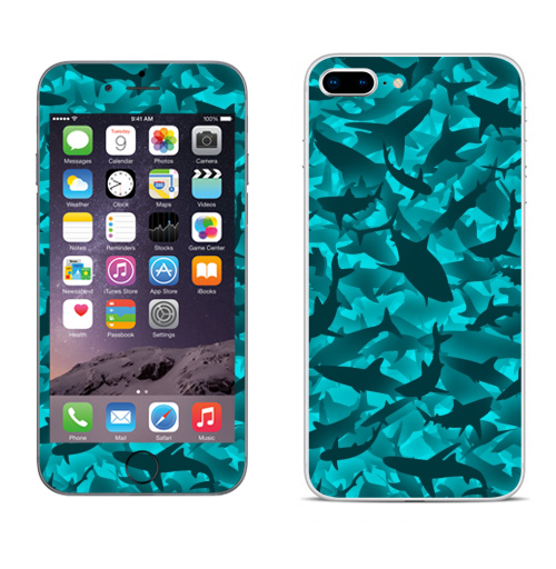 Наклейка на Телефон Apple iPhone 8 plus Акулы,  купить в Москве – интернет-магазин Allskins, акула, морская, вода, дайвинг, рыба, рвбалка, камуфляж