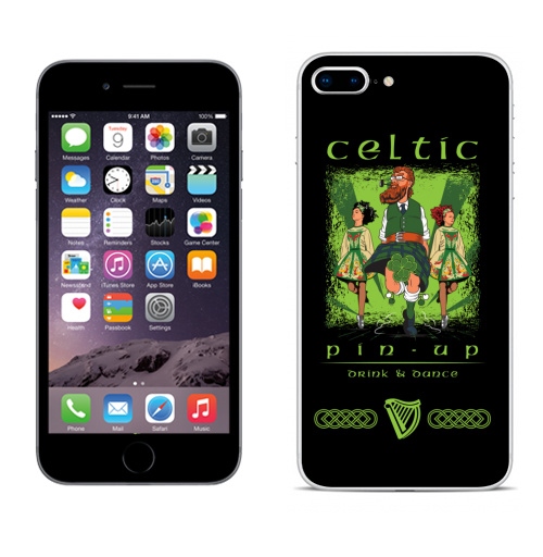 Наклейка на Телефон Apple iPhone 8 plus Кельтский пинап,  купить в Москве – интернет-магазин Allskins, сарказм, персонажи, девушка, алкоголь, пикник, танцы, Ирландия, кельт