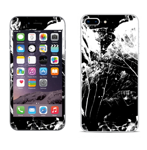 Наклейка на Телефон Apple iPhone 8 plus Растительное,  купить в Москве – интернет-магазин Allskins, черно-белое, лесной, природа, листья, Темная, черный, графика, растительный, растение