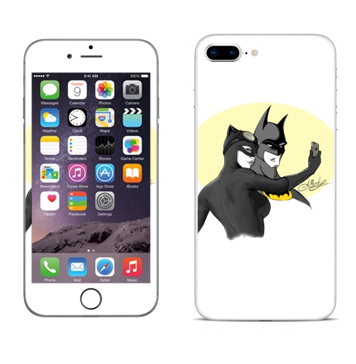 Наклейка на Телефон Apple iPhone 8 plus Cелфи мышки и кошки,  купить в Москве – интернет-магазин Allskins, мышь, кошка, девушка, айфон, селфи, женщинакошка, Летучая_мышь