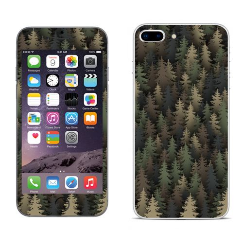 Наклейка на Телефон Apple iPhone 8 plus Лесной камуфляж,  купить в Москве – интернет-магазин Allskins, лес, природа, охота, военные, хаки, деревья, ель, новый год